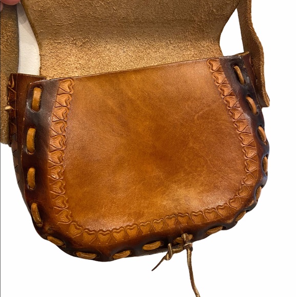 Handmade Leather Boho Vintage 90’s Crossbody Bag NWT - Picture 5 of 9